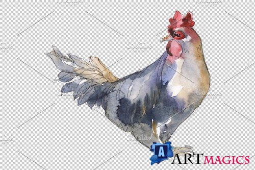 Agriculture: cock,hen Watercolor png - 3784064