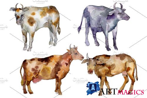 Agriculture: cow Watercolor png - 3784141