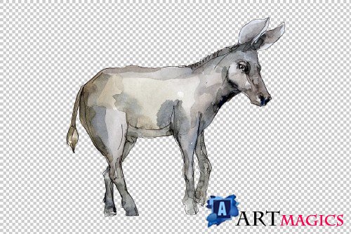 Agriculture: donkey Watercolor png - 3784176