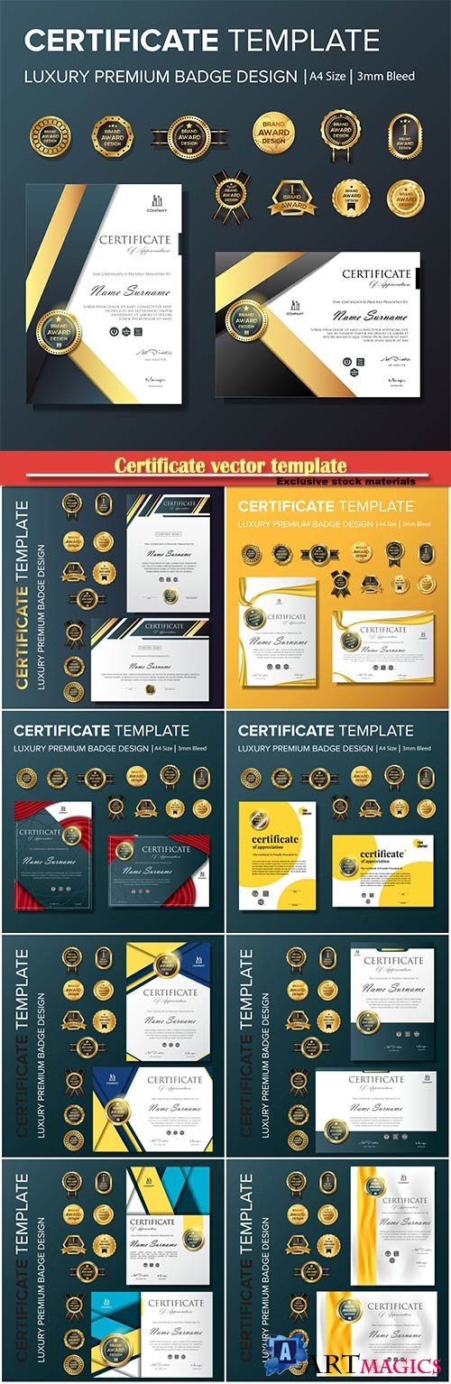 Certificate vector template with luxury and modern pattern,diploma