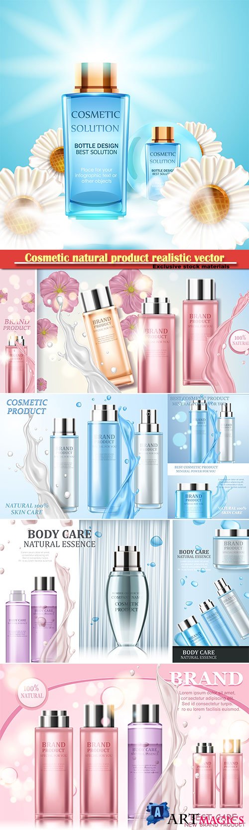 Cosmetic natural product realistic vector illustration