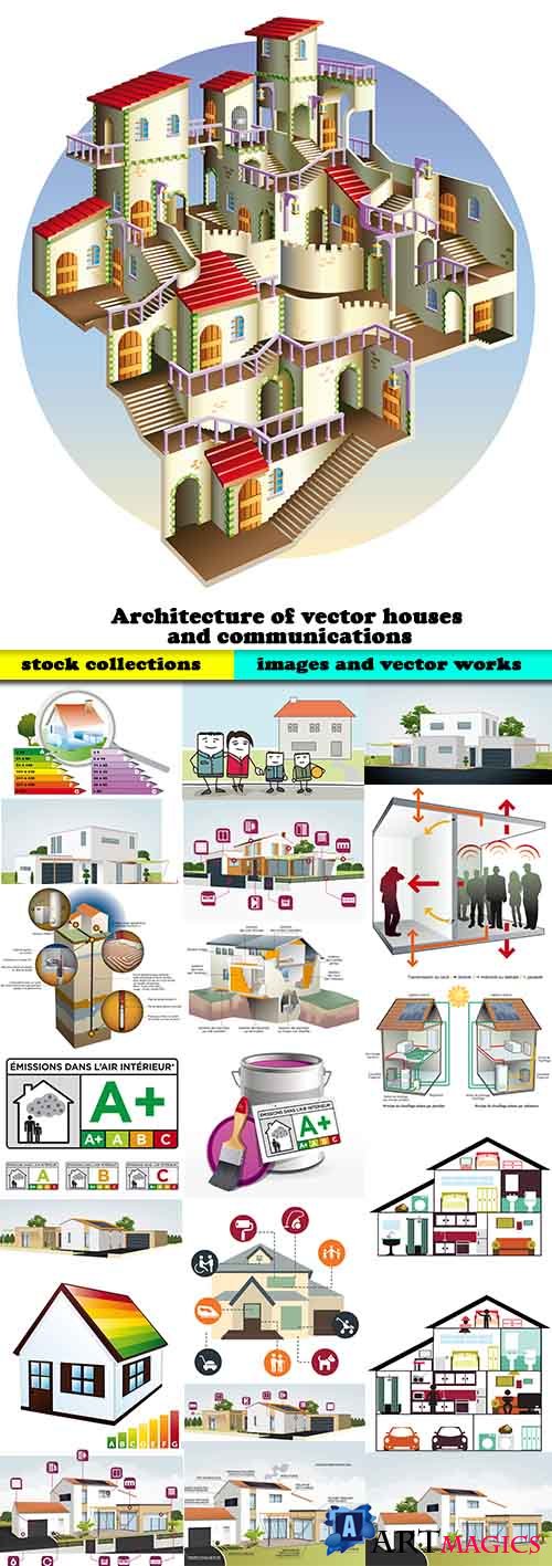 Architecture of vector houses- 25 Eps