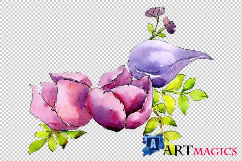 Flower composition PNG watercolor - 3082931