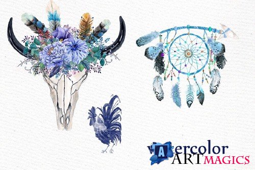 Watercolor tribal clipart - 1632604