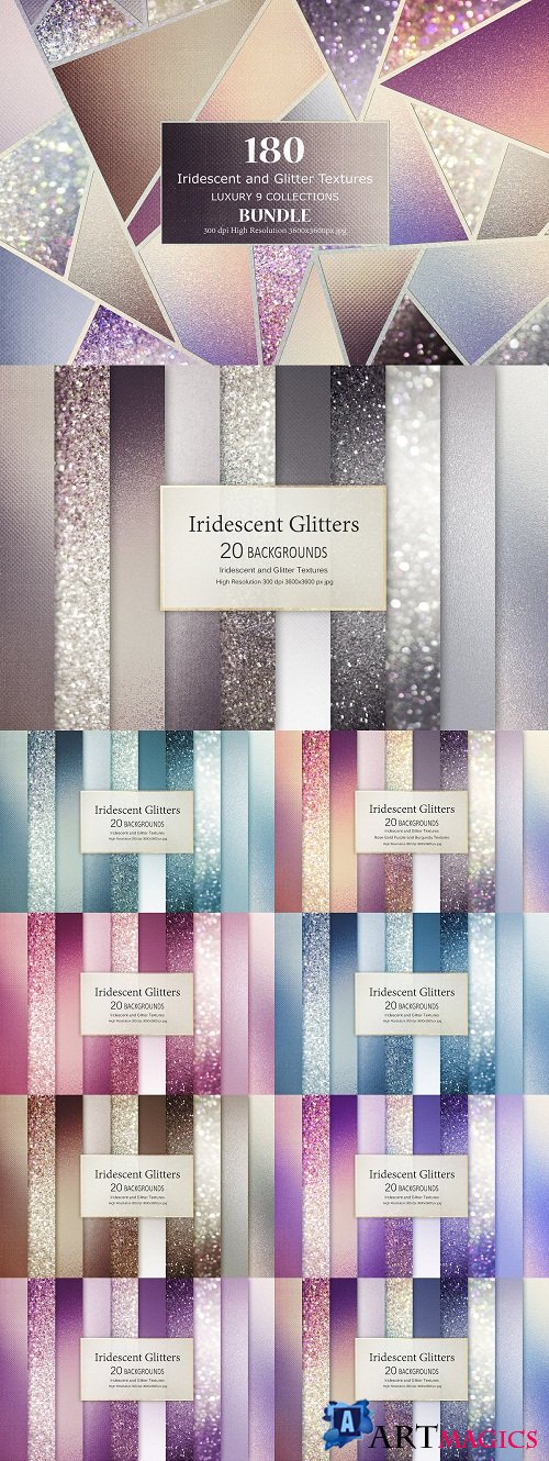 Iridescent Glitter Textures BUNDLE - 3513650