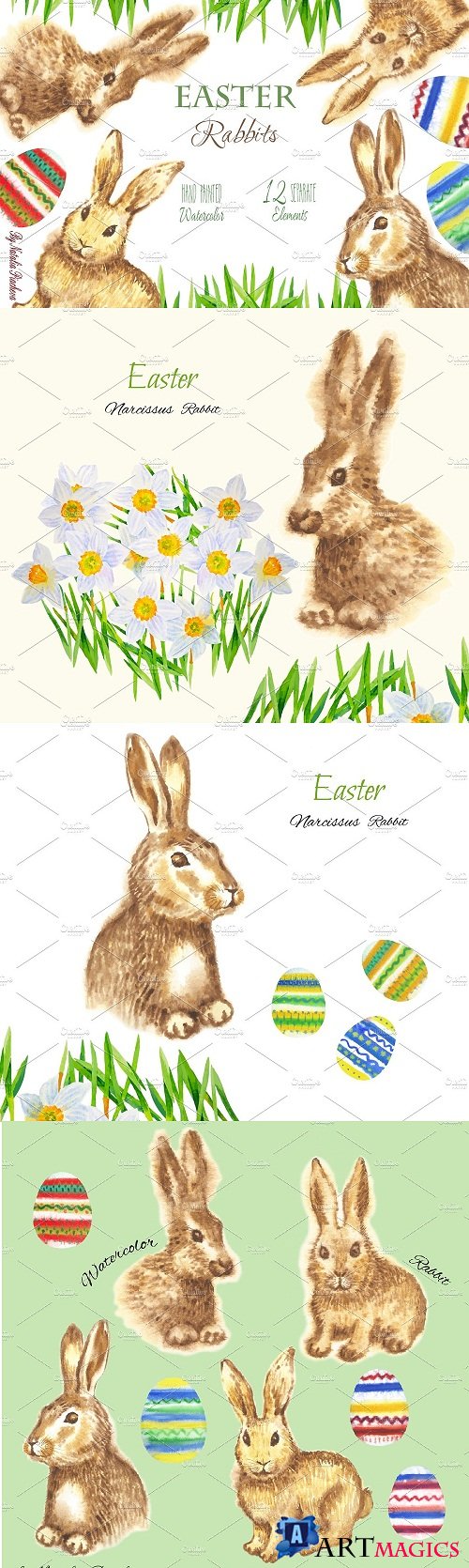 Clipart with Easter Rabbits - 507961