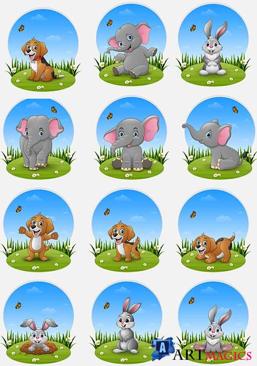    -   / Animals on the lawn - Vector Graphics