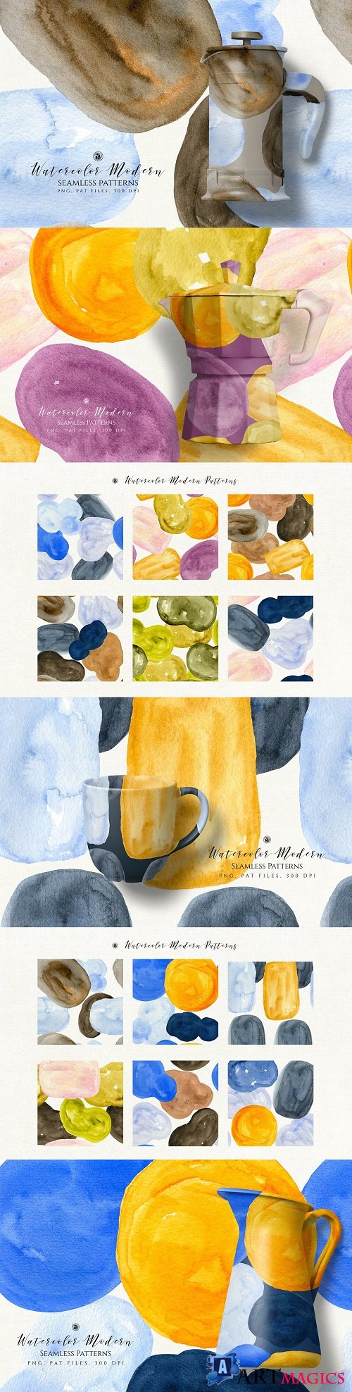 Watercolor Modern Patterns - 3794420