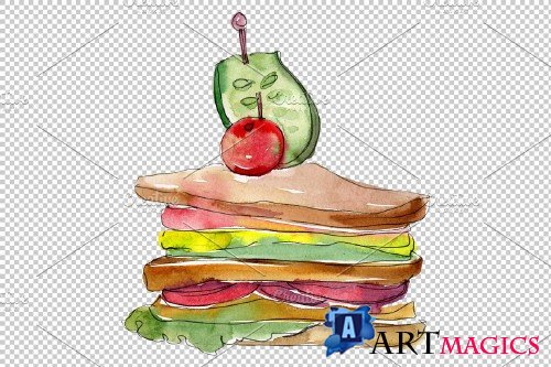 Sandwich Muffuletta watercolor png - 3808077