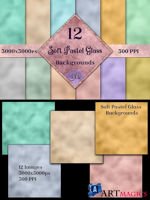 Soft Pastel Glass Backgrounds - 12 Image Textures Set - 263456