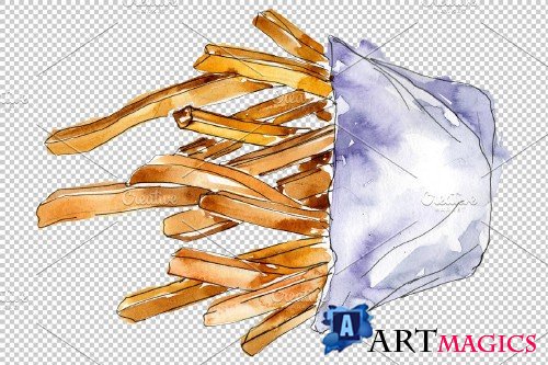 French fries Watercolor PNG - 3807133