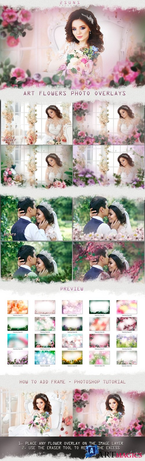 Art flowers overlays frame templates wedding - 265083