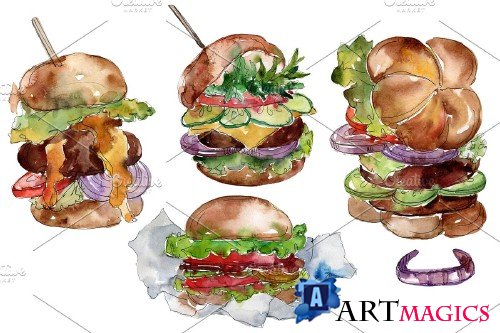 City Hamburger Watercolor png - 3807920
