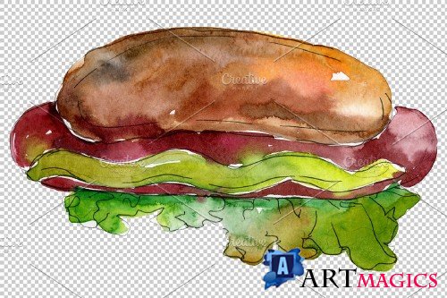Watercolor Hot-Dog PNG - 3807976