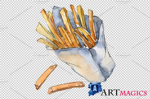 Watercolor French fries PNG - 3807929