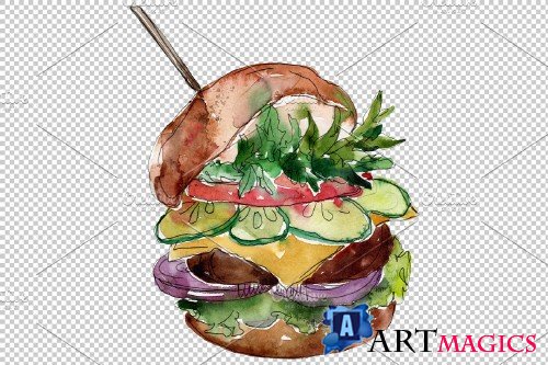 City Hamburger Watercolor png - 3807920