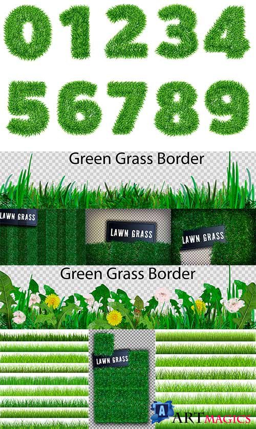      / Grass and numbers in vector