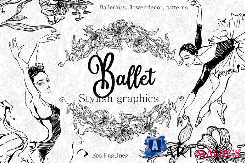 Ballet. Ballerinas, and lilies. Stylish graphics - 265719