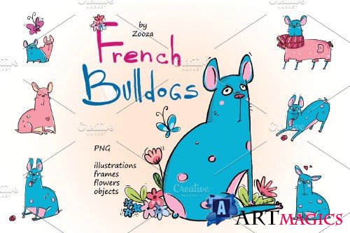 French Bulldogs - sticker pack - 3808994