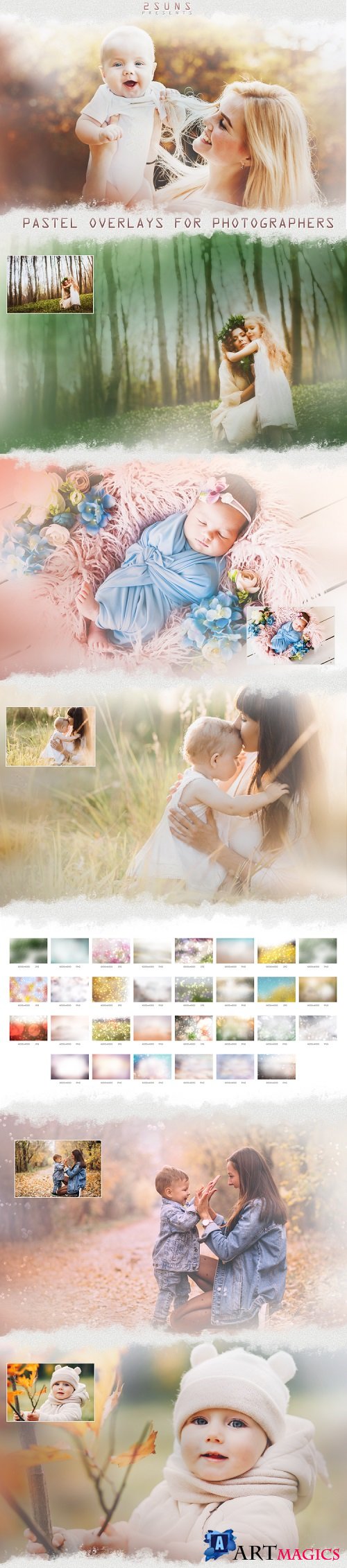Pastel Spring Painted Photoshop Overlays for Photographers 265721