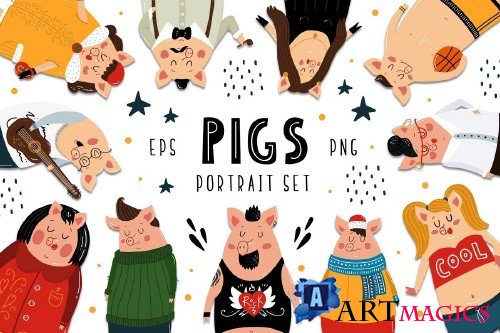 Pigs Portarait Set - 3104269