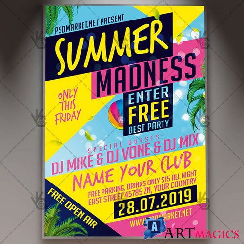 Summer Madness Flyer  PSD Template