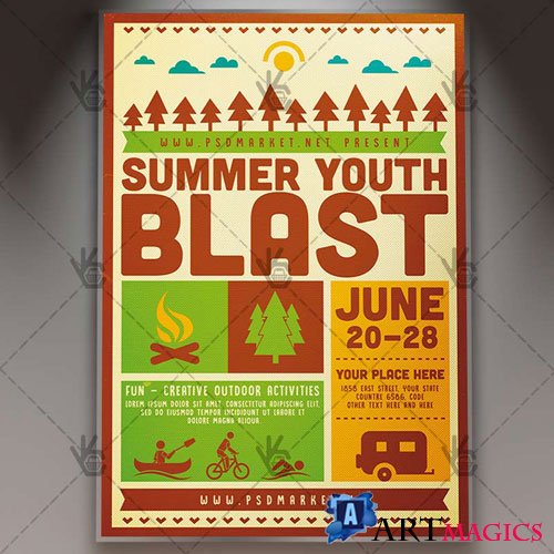 Summer Blast Camp Flyer  PSD Template