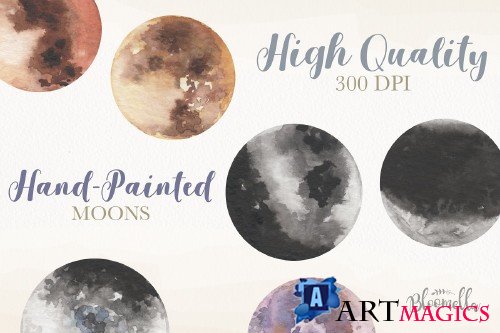 Watercolour Moons 22 Elements Night - 3812271