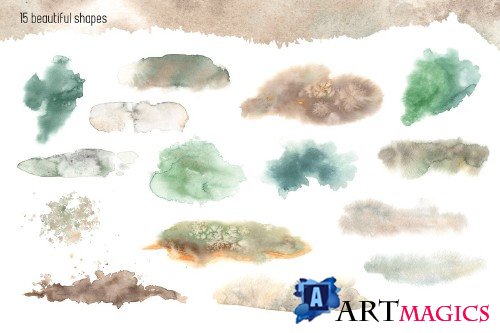 Green & Sienna watercolor collection - 3673254