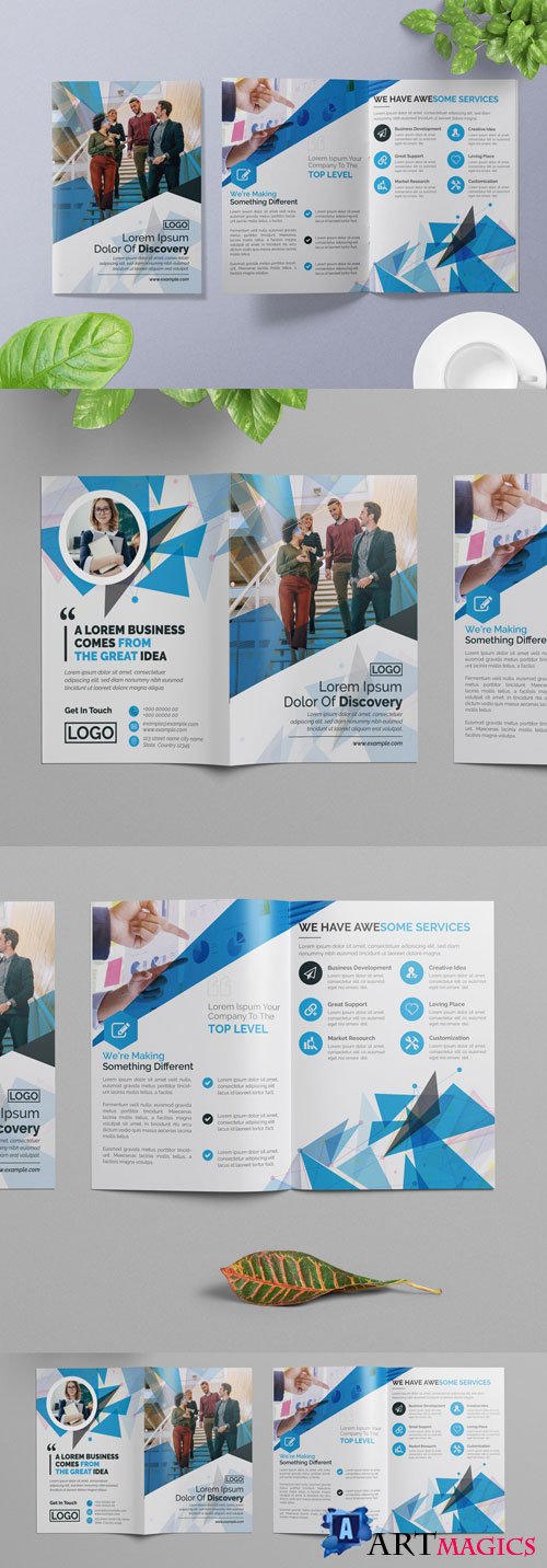 Blue Abstract Bifold Brochure Layout 266786771