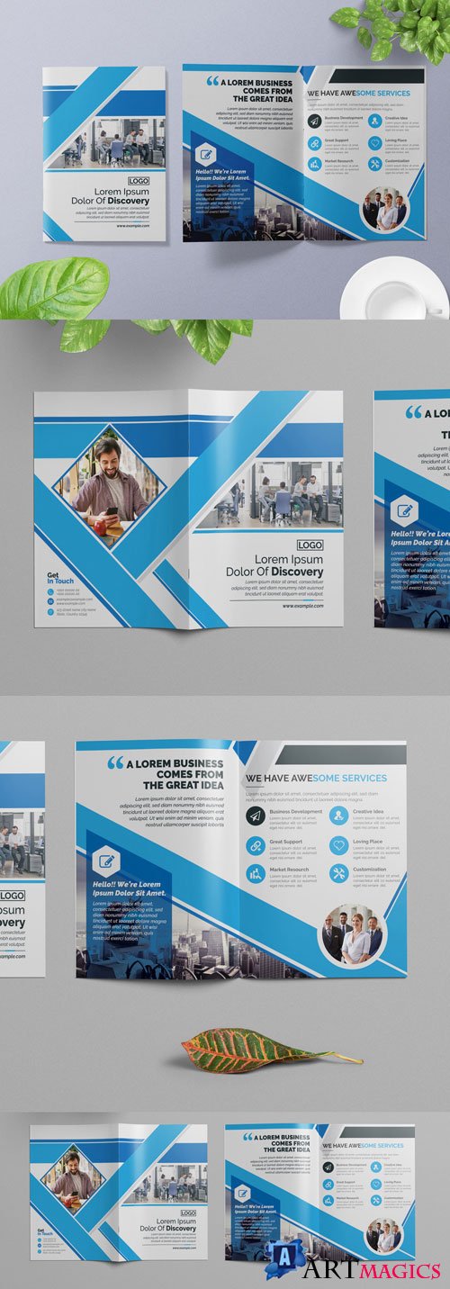 Business Brochure Layout with Blue Elements 266786795