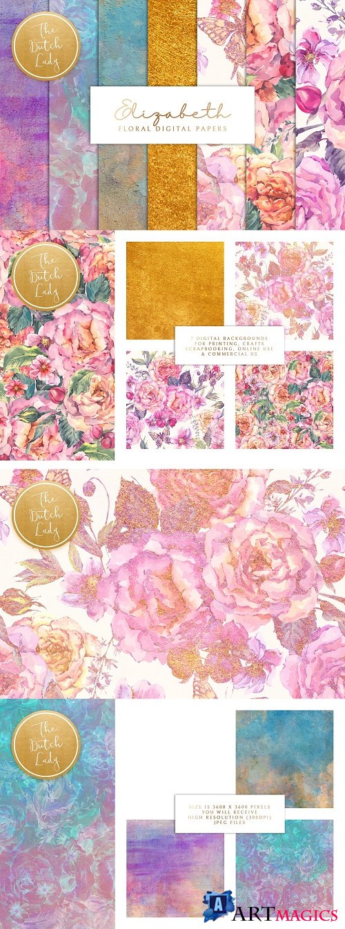 Floral Background & Paper - Elizabet - 3813739