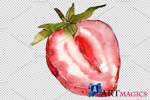 Berry strawberry watercolor png - 3814045
