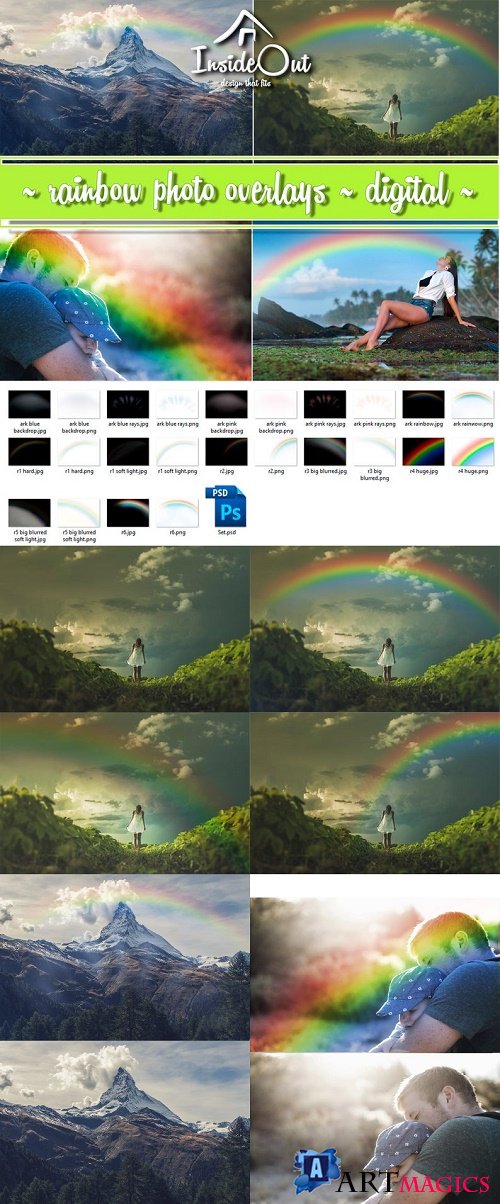 Rainbow Overlay. Photoshop Backdrop Clipart