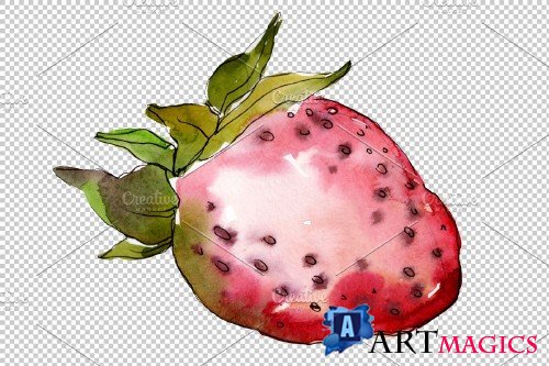 Berry strawberry watercolor png - 3814045