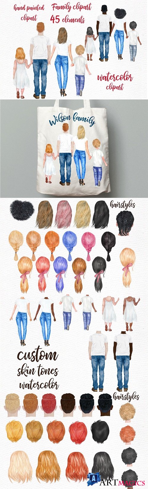 Family clip art Watercolor people - 3813731