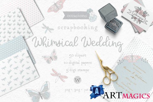 Wedding clipart, whimsical clipart, invitation clipart - 267026