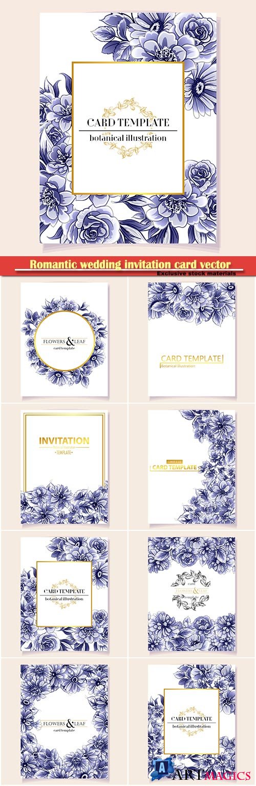 Romantic wedding invitation card vector illustration