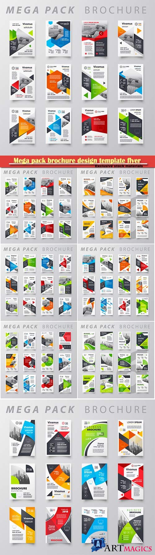 Mega pack brochure design template flyer vector set