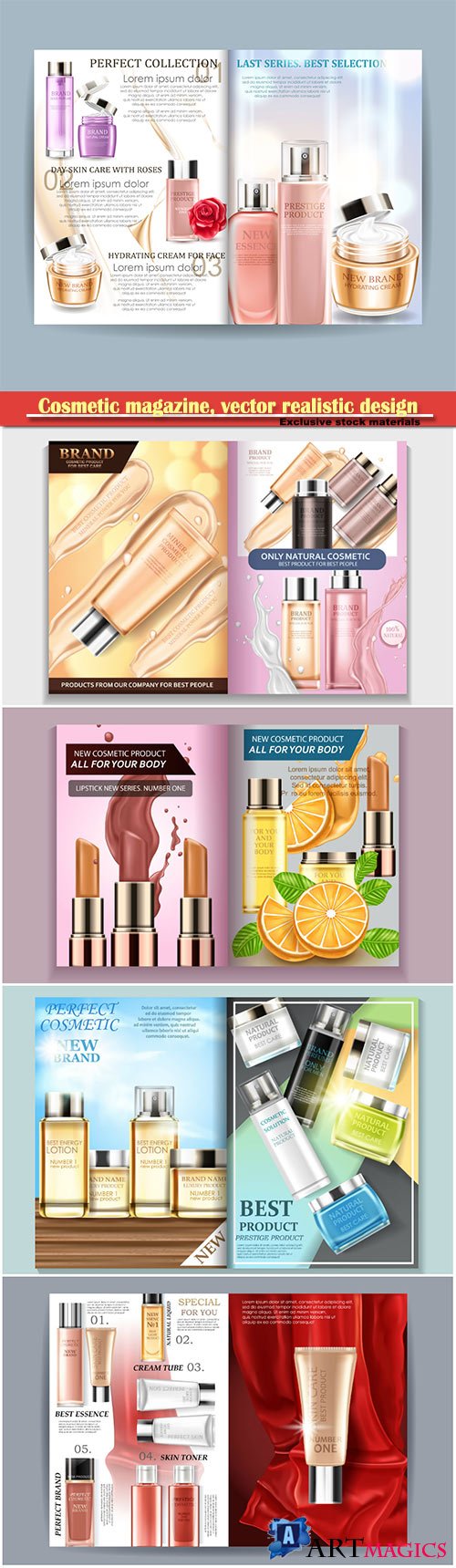 Cosmetic magazine, vector realistic design for your projects