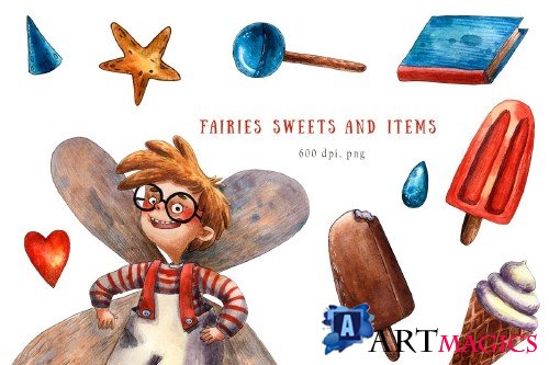Little Fairies - Watercolor Clip Art - 3823454