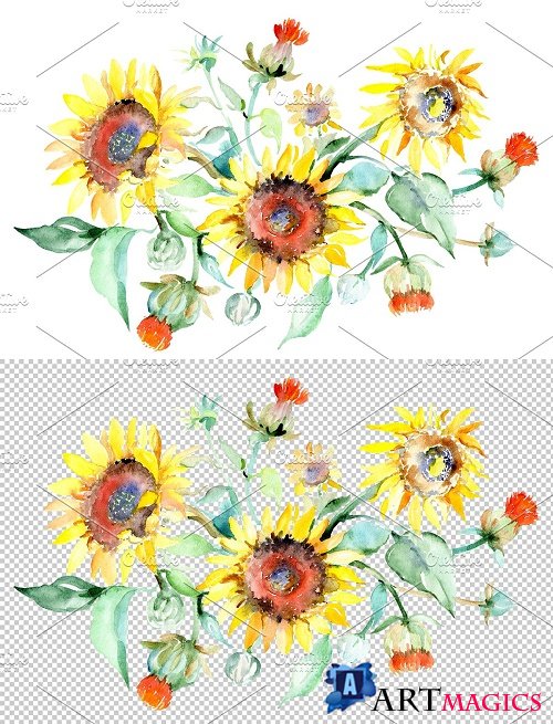 Bouquet sunflower field yellow - 3820926