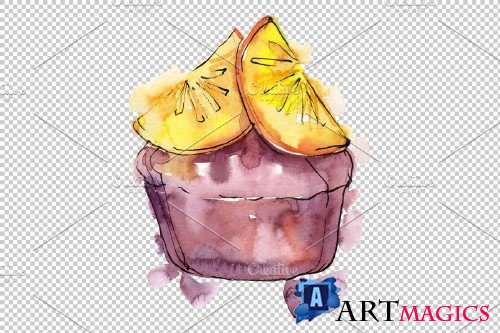 Dessert fruit tale watercolor png - 3820794