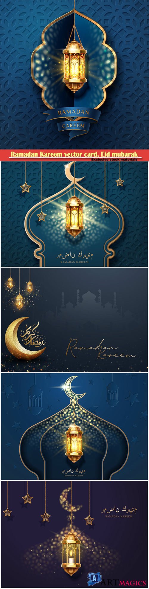 Ramadan Kareem vector card, Eid mubarak calligraphy design templates # 26