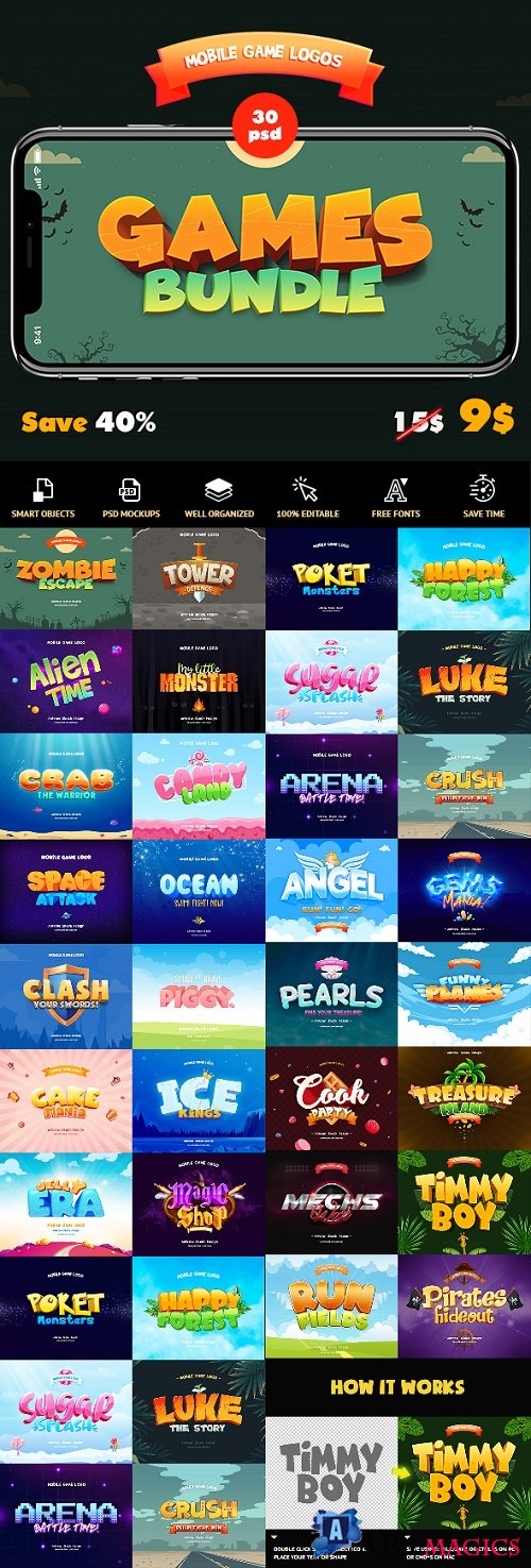 Game Titles Bundle - 30 Text Effects 23838928