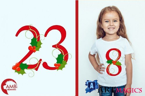 Mistletoe Red Numbers Clipart AMB-2128 - 256618