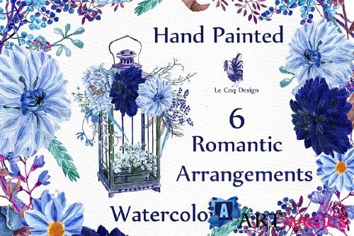 Watercolor floral clipart - 1165537