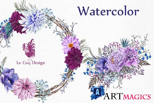 Watercolor Wreaths Clipart - 1162947