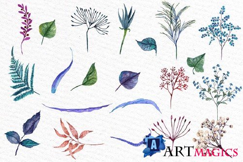 Watercolor Blue Flowers Clipart - 1162951