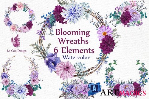 Watercolor Wreaths Clipart - 1162947